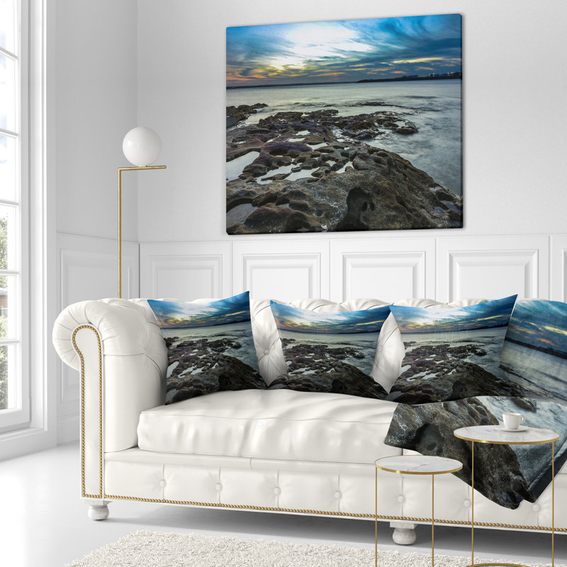 Coussin lombaire cityscape australie mer foncé magnifique, Rectangle 12" x 20"