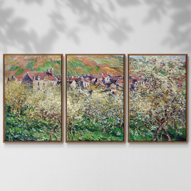 " Monet " 3 - Pieces, 40" H x 78" W x 2" D, Walnut