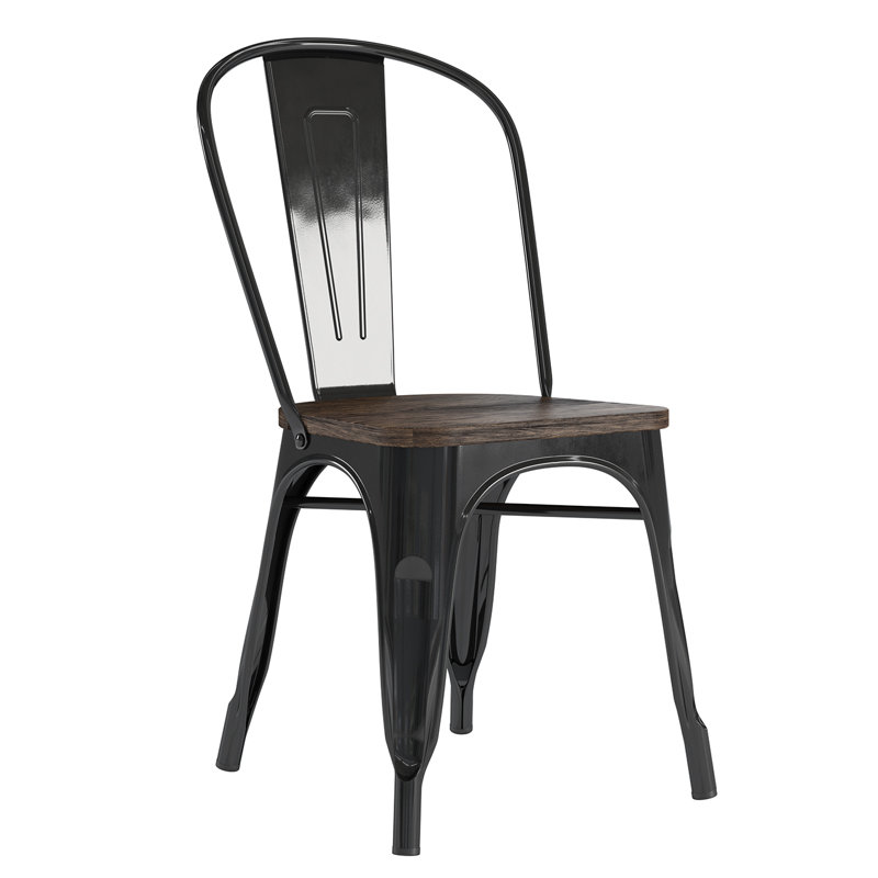 41.91cm H Slat Back Stacking Side Chair, Black