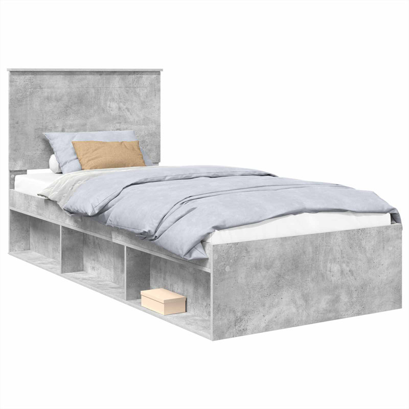Solid Wood Bed, Concerte Grey, Small Single (2'6)