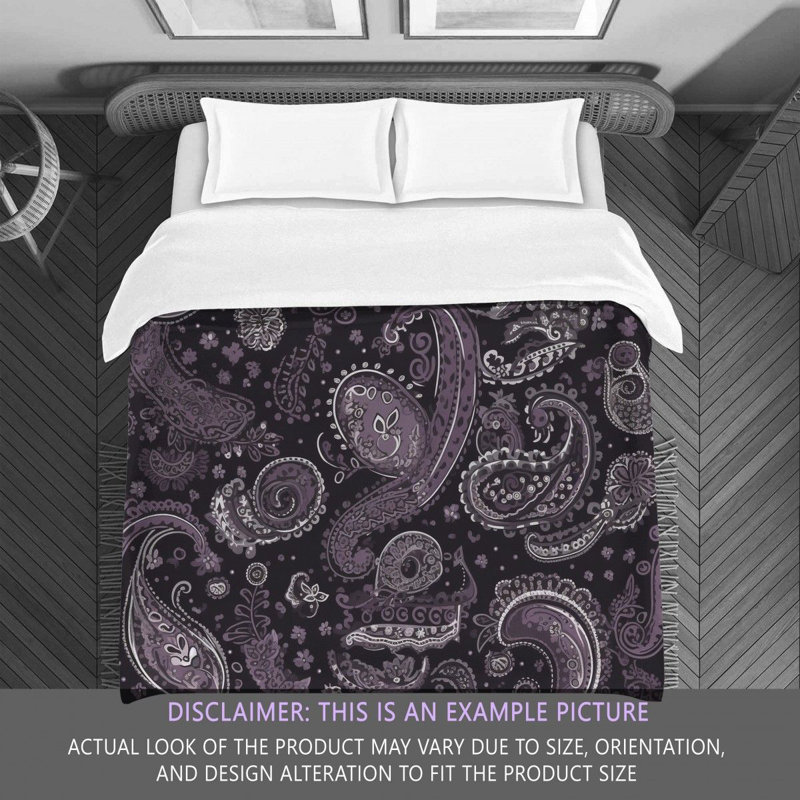 Botanical Gray/Purple Microfiber Comforter, Twin