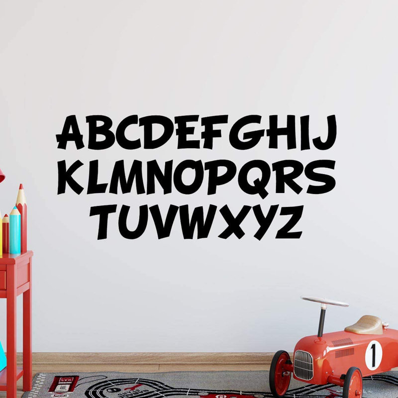 Décalcomanie murale alphabets pour enfants, formation pour enfants, Noir, H 14 po x l 30 po x P 0,7 po