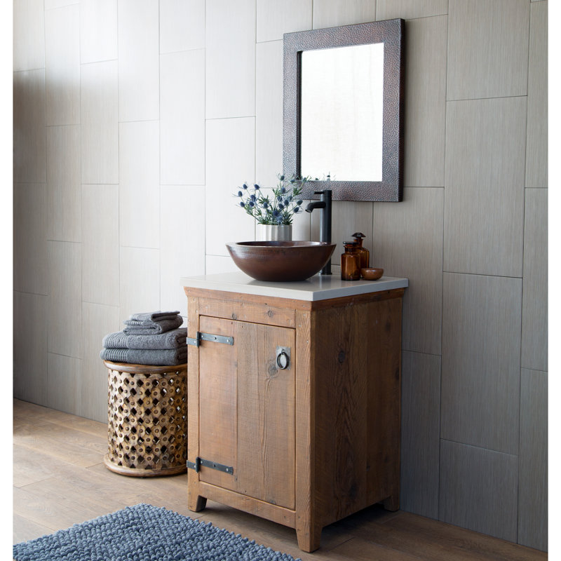 Sedona Rustic Beveled Bathroom Mirror, 26" H x 22" W