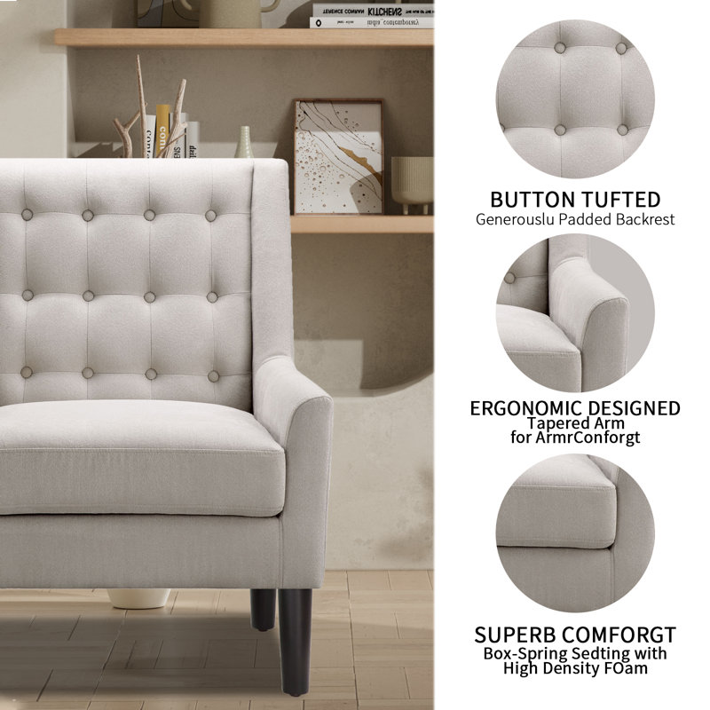 Winston Porter Accent Chair Button Tufted Armchair for Living