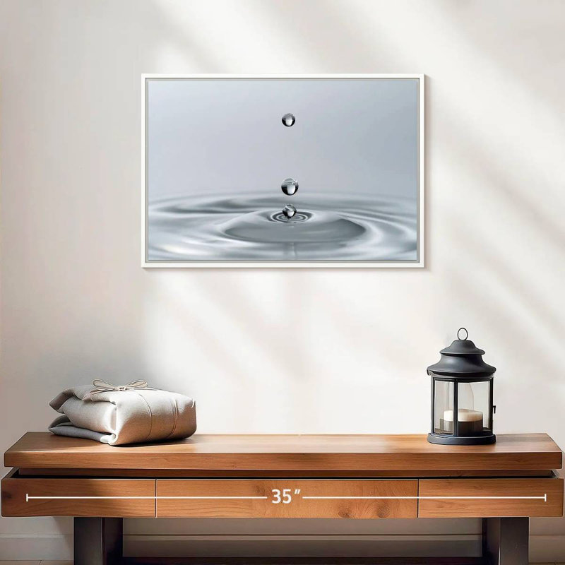 Gouttes dans l'eau, Cadre flottant blanc, 19 po x 13 po