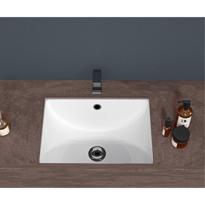 Ceramic Undermount Bathroom Sink With Overflow - 18.5"X13.5" White, Modern And Graceful, Stain For Various Places Undermount, Different Environments