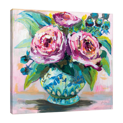 «Pink Peony II» par Jeanette Vertentes - peinture sur toile tendue