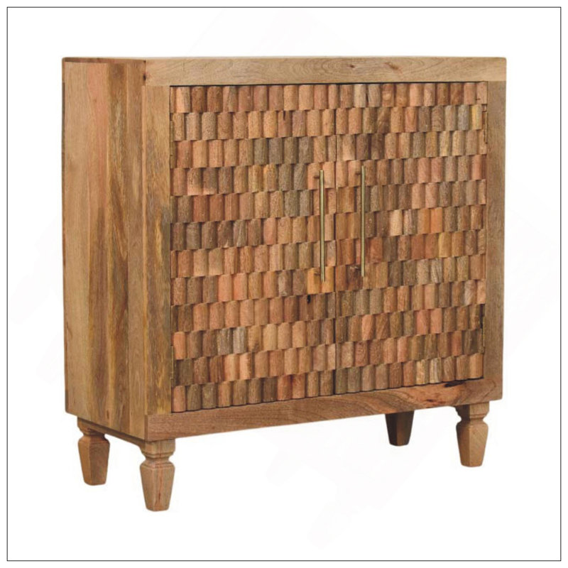 Armoire Marbella en bois massif, brun, 2 tiroirs
