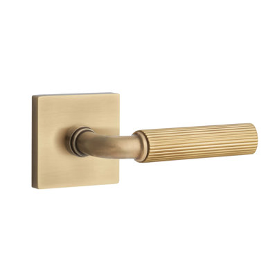 Emtek Select Passage Interior Mortise w/ Square Rosette & R-Bar Stem, Straight Knurled Lever