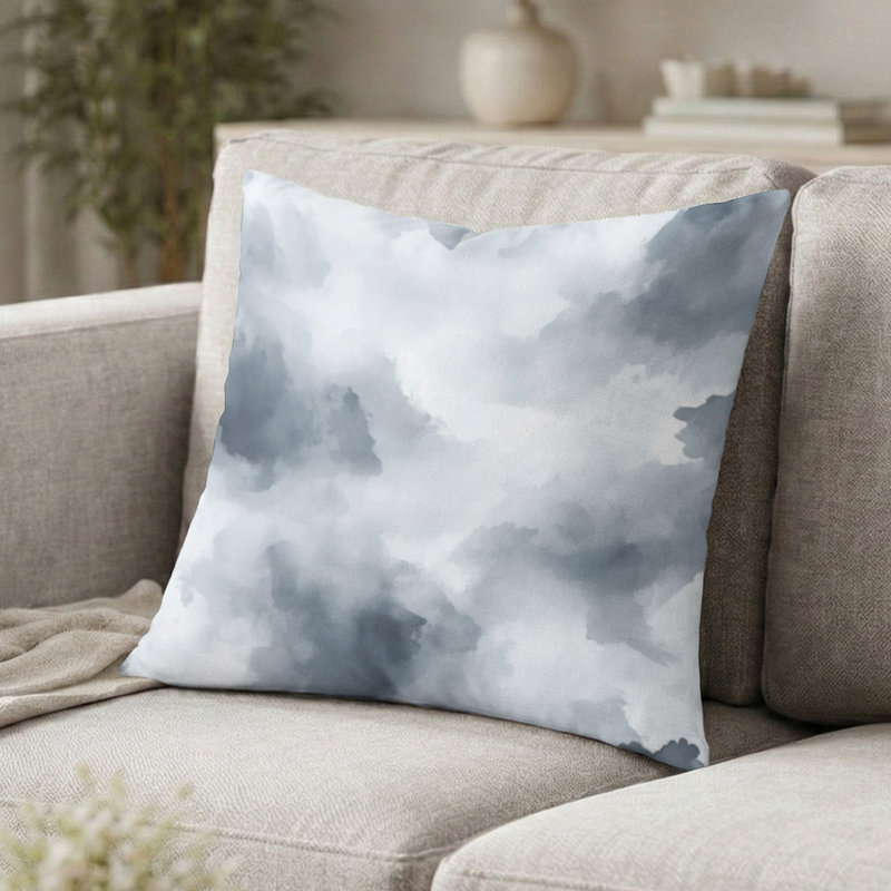 Coussin décoratif abstrait - coussin gris ardoise, H 16 po x l 16 po