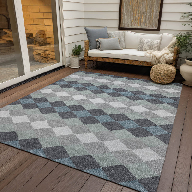 Tapis intérieur / extérieur gris Eira , 5 pi x 7 pi 6 po
