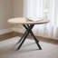 Ensemble de table de salle à manger 5 pièces, table de cuisine ronde peu encombrante avec 4 chaises rembourrées orange, coussins en similicuir, bureau moderne en ton de bois avec patins réglables pour la salle à manger, petits espaces