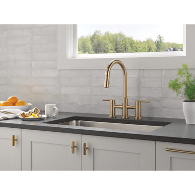 Nicoli Pull-Down Bridge Kitchen Sink Faucet, Two Handle Kitchen Faucet
