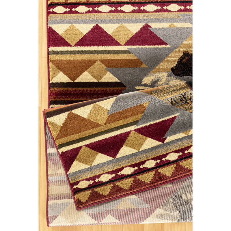Red Polypropylene Lodge Accent Rug, 2X3 Ft, Enhances Home Style To Stains, Decor, Rectangle 2' x 3'