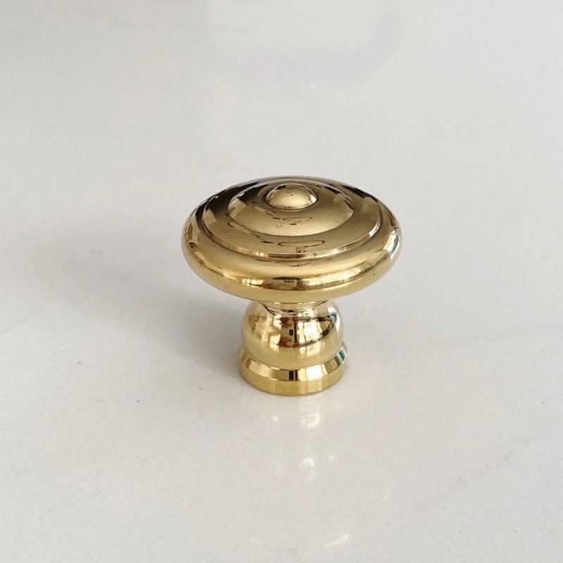 1 1/4" Diameter Round Knob, Unlacquered Polished Brass