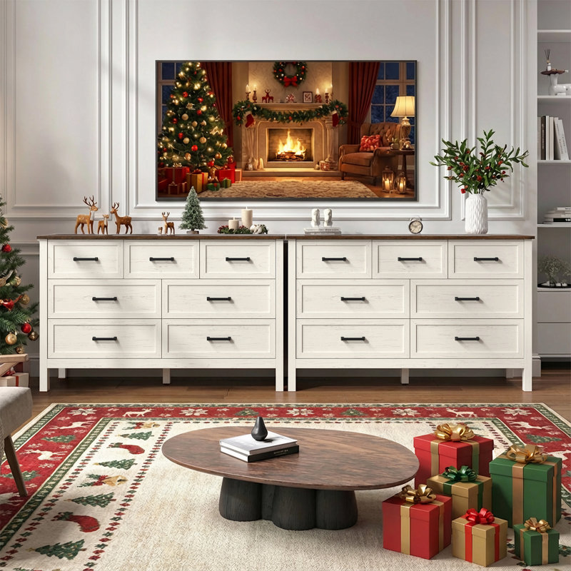 47'' W 7 - Drawer Dresser, White/Walnut