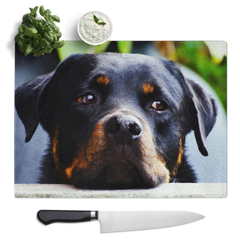 Rottweiler Dog  Glass Chopping Board
