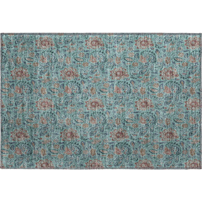 Premium Machine Washable Suellen Teal Rug