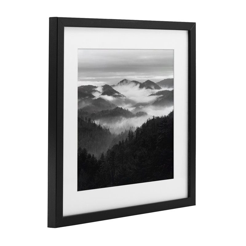 «Smoky Mountains Forest», reproduction encadrée sous verre, conception de Nicholas Bell, Cadre noir minuit sous verre