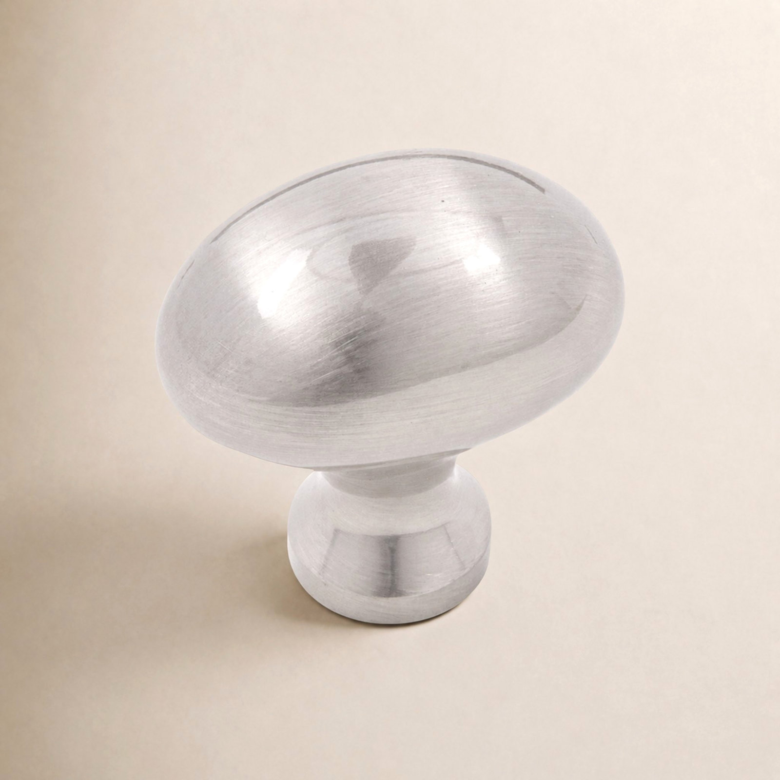 Plain Oval Football Knob CK Series, Satin Nickel 