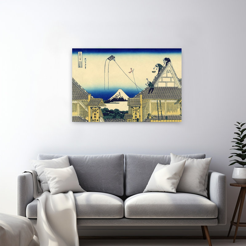 Impression d'art mural côtier sur la rue Suruga à Edo, 32" H x 48" W