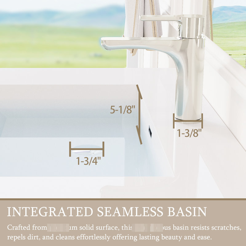 Meuble-lavabo 48 po en bois, mural avec lavabo, tiroirs à fermeture en douceur blanc brillant et une pièce
