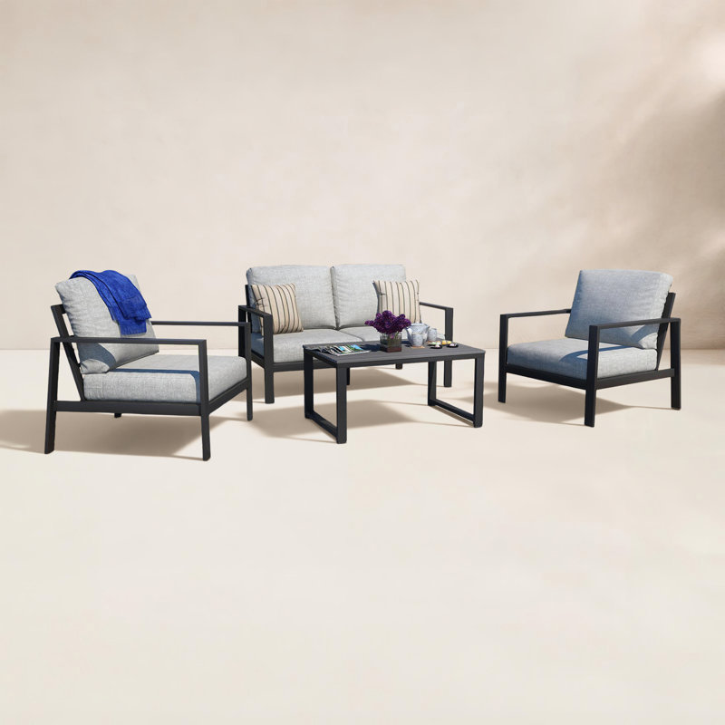 Townsend Sofa Seating Group with Sunbrella® Cushions, Canvas Granite Sunbrella® Canvas, Gray