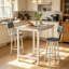 Ensemble de salle à manger industriel haut, table de pub compacte 3 pièces avec 2 tabourets confortables, options de marbre et de bois rustique pour studio et café, noir-1949111682-1949111685-2072898036