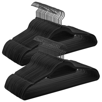 Velvet Hangers, Set Of 50 Clothes Hanger With Black Swivel Hook, Non-Slip, And Space-Saving, For Coat, Shirt, Dress, Pants, Tie