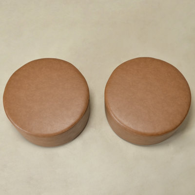 Ensemble de 2 repose-pieds ronds en similicuir 24 po