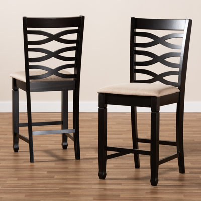 Upholstered Counter Stool with Solid Wood Frame