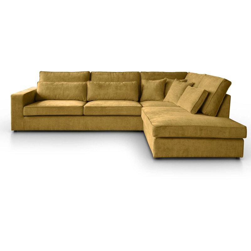 Qualee 6 Seater Sofa & Chaise, Yellow, Right Hand Facing