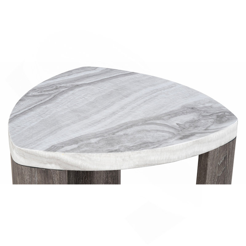 Ensemble de tables triangulaires 3 pièces de style contemporain 1 table basse gigogne 2 x table de bout en marbre