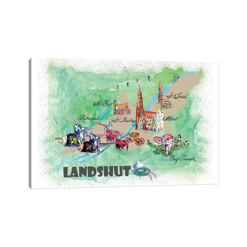 Affiche de voyage «Landhut, Allemagne» par Markus et Martina Bleichner - impression sur toile tendue