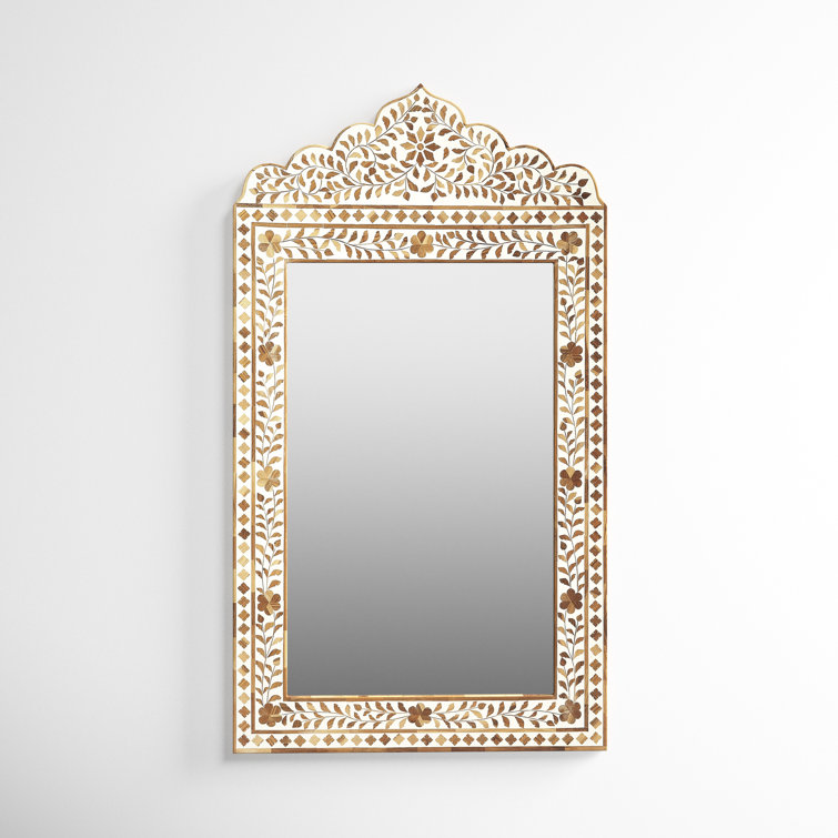 Jackie Wood and Bone Inlay Accent Mirror