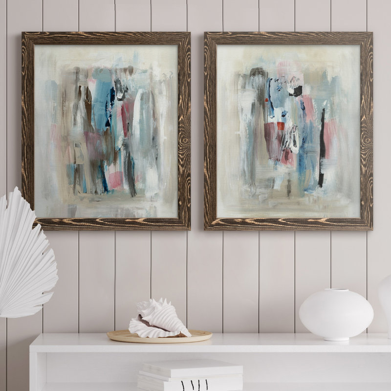 " Rain Shadow I " 2 - Pieces, No Mat, Walnut Framed Canvas, 24" H x 36" W x 1.5" D