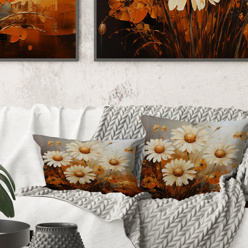 Coussin Daisies Golden Daisies Pointillism II - Daisies
