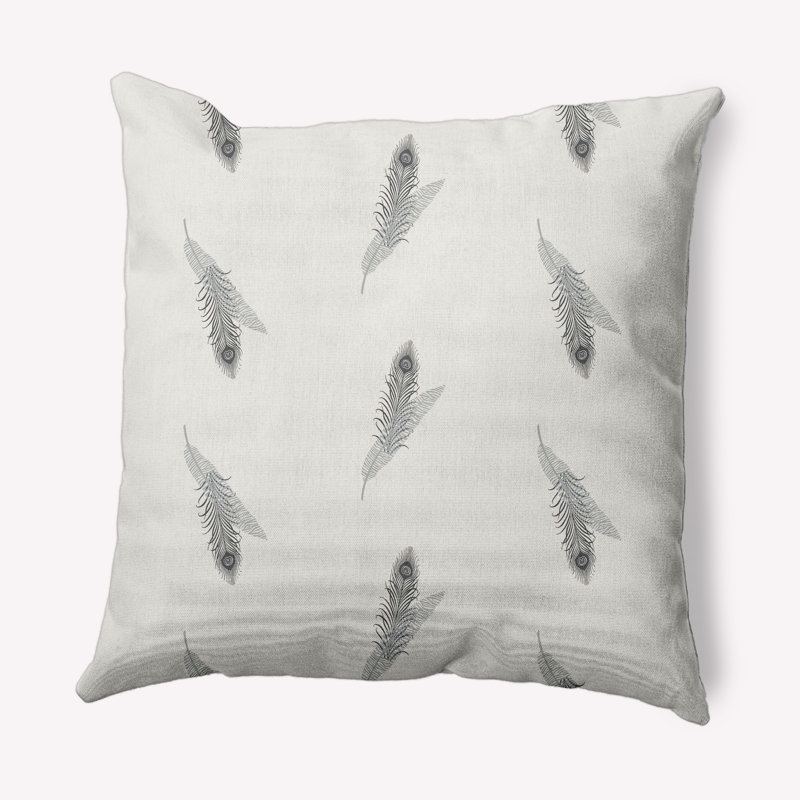 Floral Outdoor Reversible Throw Pillow, 18" x 18", Lunar Gray