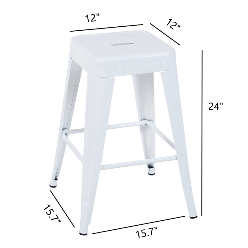 24 tabourets de bar en métal sans dossier de 24 pouces de hauteur comptoir, non empilables, détachables, faciles à assembler et conçus pour un îlot de cuisine, un bar et une salle à manger - lueur blanche rapide