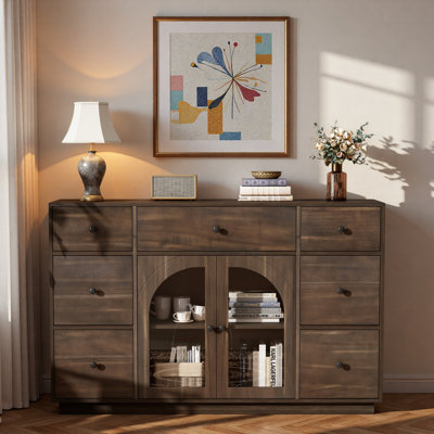 Buffet avec 2 portes, 7 tiroirs et tablette réglable