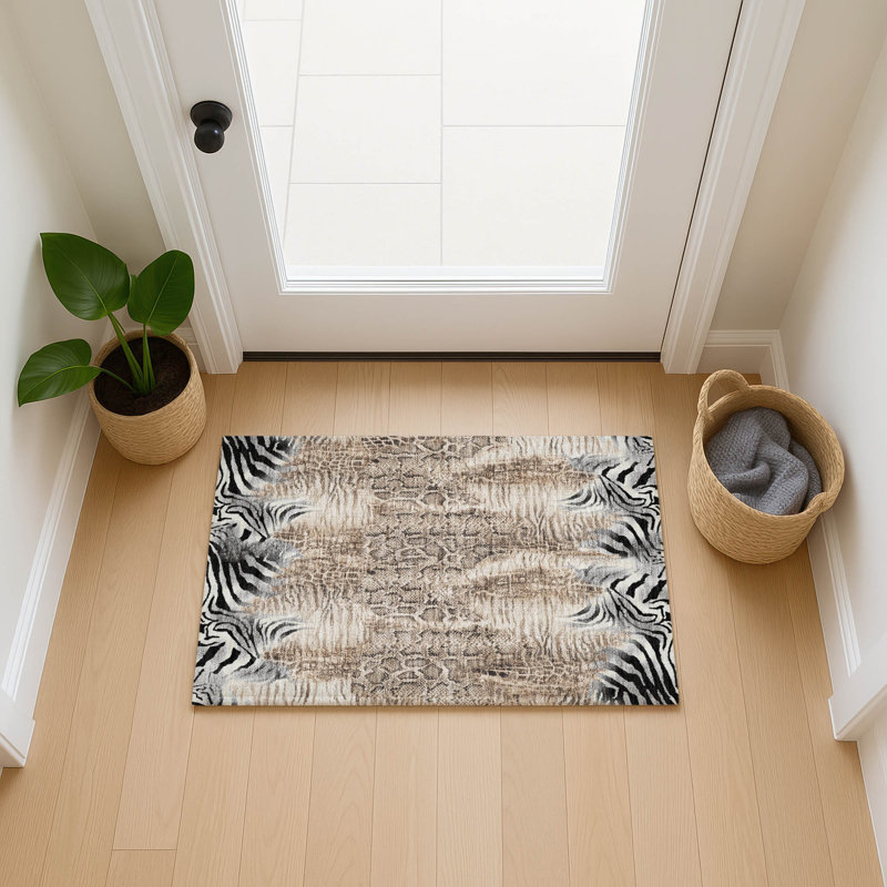 Machine Washable Indoor/Outdoor Jenning ACN2276 Animal Rug, Rectangle 1 pi 8 po x 2 pi 6 po