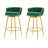 Swivel Counter Height Bar Stools Set Of 2, 31.5" Bar Height Stools With Hand-Woven Backrest & Gold Metal Legs, Modern Low Back Upholstered Kitchen Chairs With Footrest For Island, Dining Room,Green-1537592789