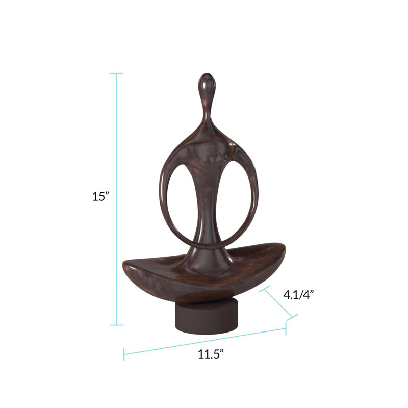 Sculpture silhouette yoga gris abstrait