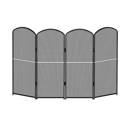4-Panel Folding Fireplace Screen, 47.8" W x 31.1" H Arched Mesh Fire Guard
