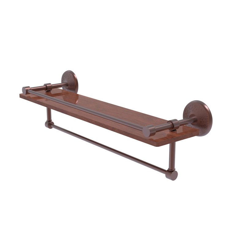Tilney Bracket Shelf with Towel Bar, Antique Copper, 5" H x 22" W x 5" D