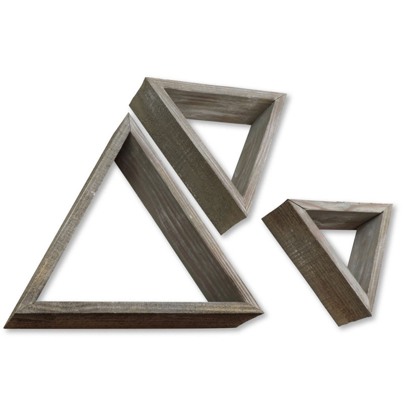 Triangle Accent Shelf with Adjustable Shelves, Reclaimed Gray