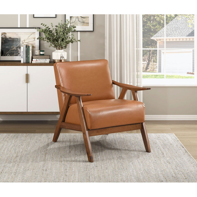 Fauteuil avec cadre en bois, Brun, Brun