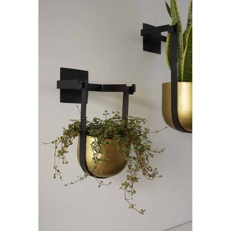 Handmade Metal Hanging Planter, 13" H x 9.5" W x 8.25" D