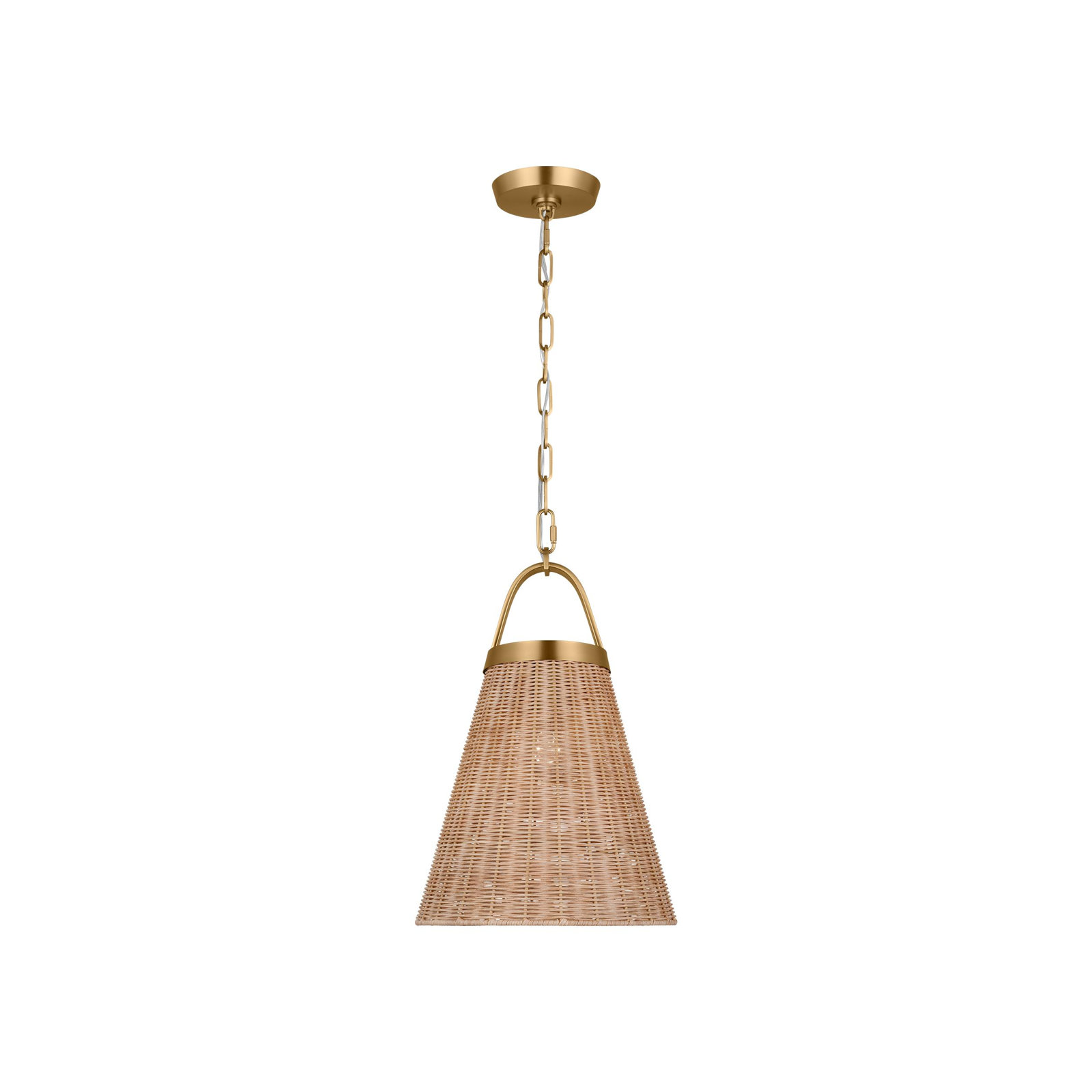 Darnaja Single Light Rattan Steel Dimmable Pendant, 18.5" H x 12.5" W x 12.5" D