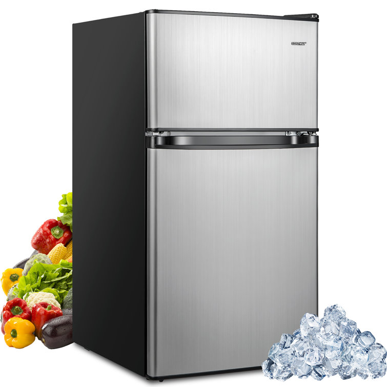 EUHOMY Mini Fridge with Freezer, 3.2 Cu.Ft Compact Refrigerator with  freezer, 2 Door Mini Fridge with freezer For Dorm/Bedroom/Office/Apartment-  Food